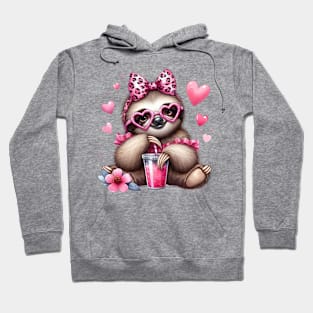 Valentine Sloth Drinking Ice Cream Hoodie